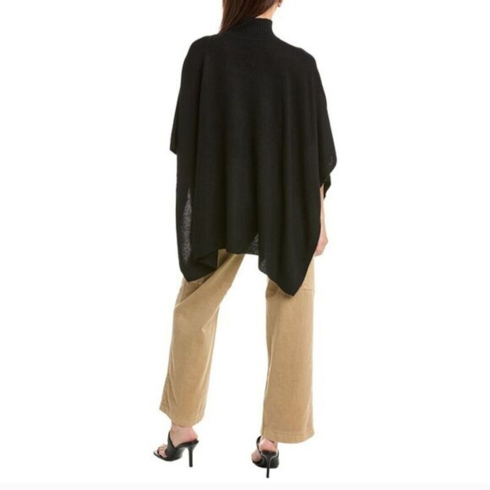 Amicale Cashmere Funnel Neck Cashmere Poncho Black - Picture 2 of 9